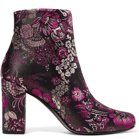 Saint Laurent Babies Floral Brocade Ankle Boots - Picture 1 of 8